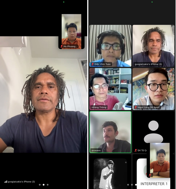 Cựu danh thủ Christian Karembeu chia sẻ với các phóng viên Việt Nam trong buổi họp báo trực tuyến của LaLiga.