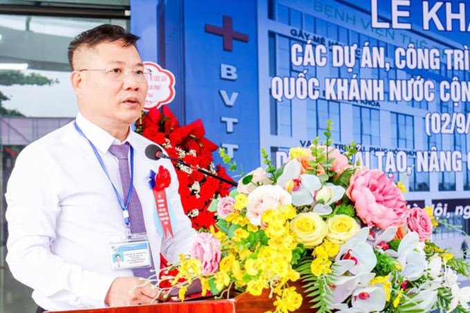 Giám đốc Bệnh viện Thể thao Việt Nam Lê Thanh Tùng phát biểu tại buổi lễ