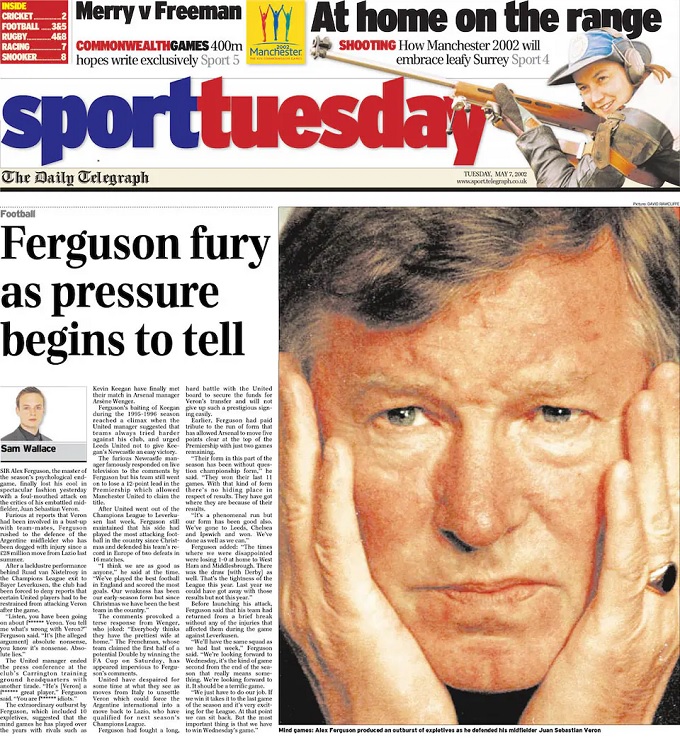 Các tờ báo đưa tin về sự tức giận của Sir Alex