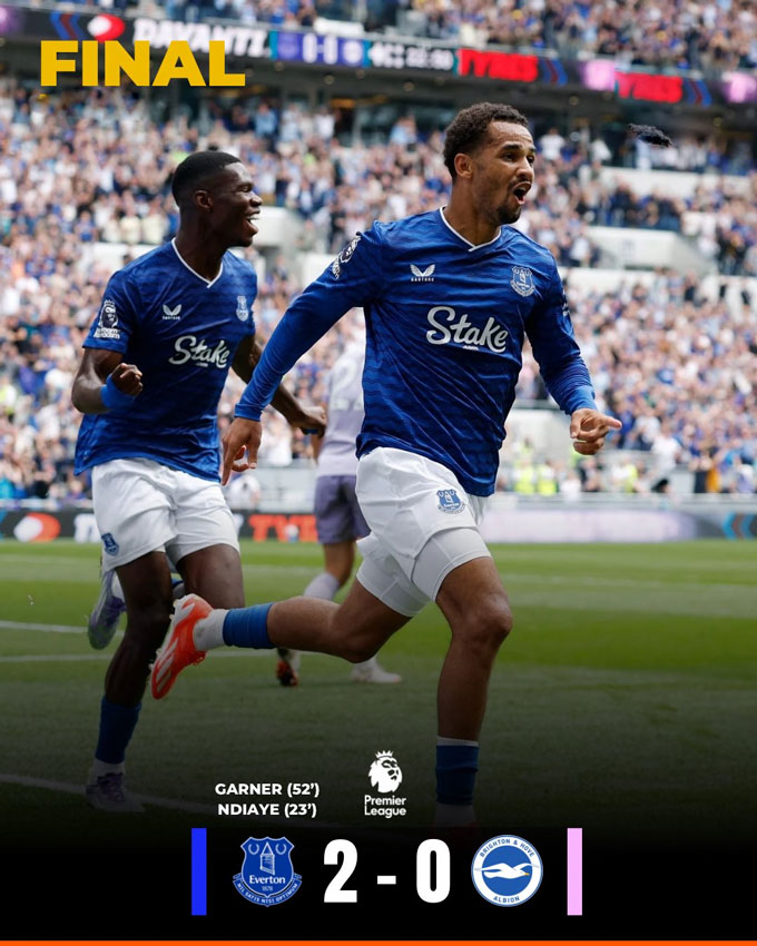 Everton giành chiến thắng 2-0 trước Brighton