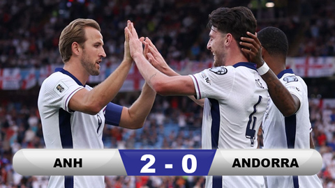  Kết quả Anh 2-0 Andorra: Tam sư duy trì mạch toàn thắng