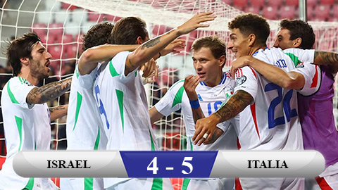  Kết quả Israel 4-5 Italia: Azzurri ngược dòng ngoạn mục