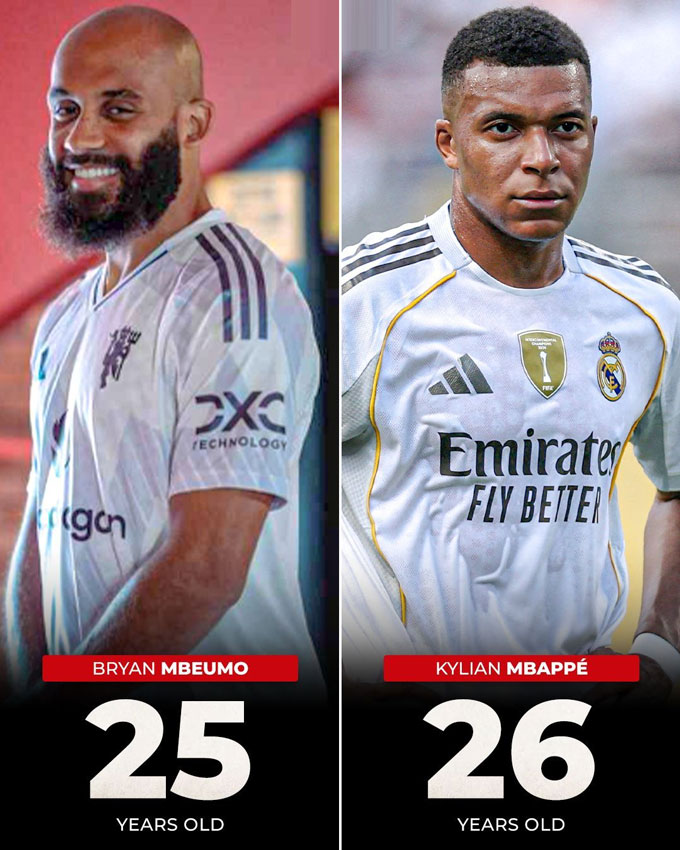 Mbeumo năm nay mới 25 còn Mbappe đã 26 tuổi
