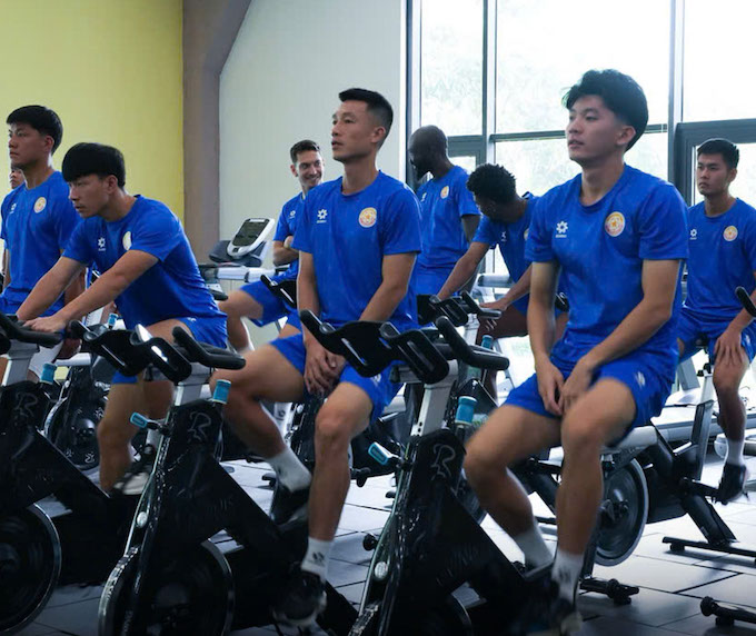 Các cầu thủ PVF-CAND được nâng cấp thể lực ở kỳ nghỉ FIFA Days vừa qua. Ảnh: FBNV