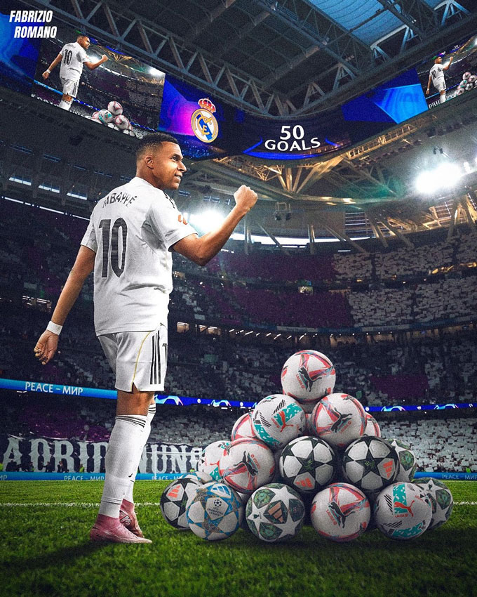 Mbappe hiện đã có 50 bàn cho Real