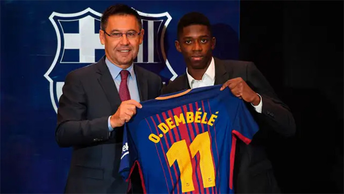 Dembele ký hợp đồng kỷ lục với Barca năm 2017 để thay Neymar