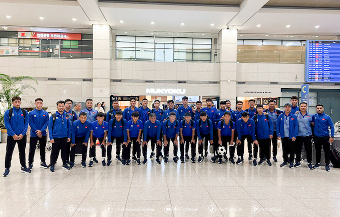 ĐT U18 Việt Nam đã có mặt tại Hàn Quốc. Ảnh: VFF