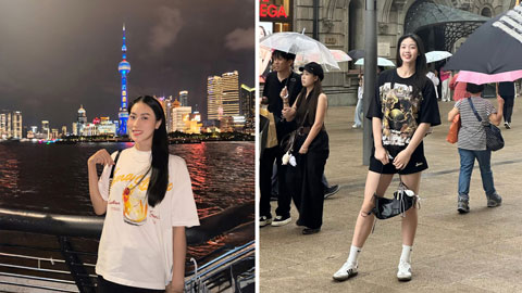  Kiều Trinh - Phạm Quỳnh Hương khoe chân dài miên man trên phố Thượng Hải