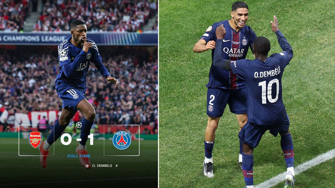 Dembele ghi bàn duy nhất ở lượt đi và kiến tạo cho Hakimi ghi bàn ở lượt về khi đối đầu Arsenal tại bán kết Champions League
