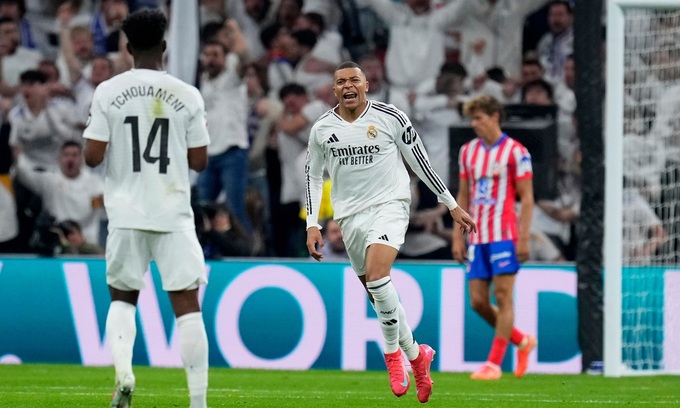 Mbappe mới ghi 1 bàn thắng ở Derby Madrid