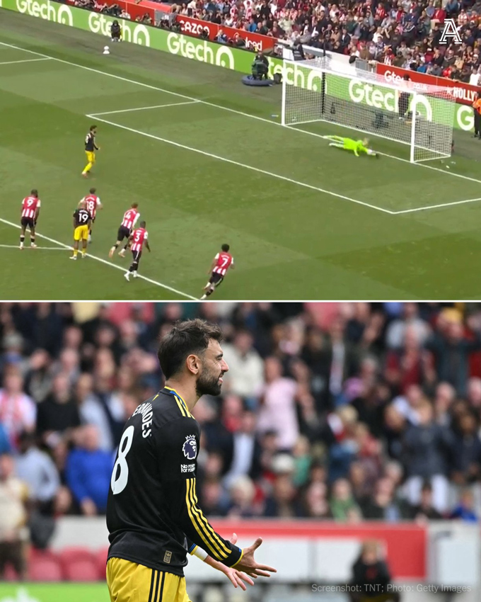 Tuy nhiên, Bruno đã đá hỏng phạt đền và MU để thua Brentford 1-3
