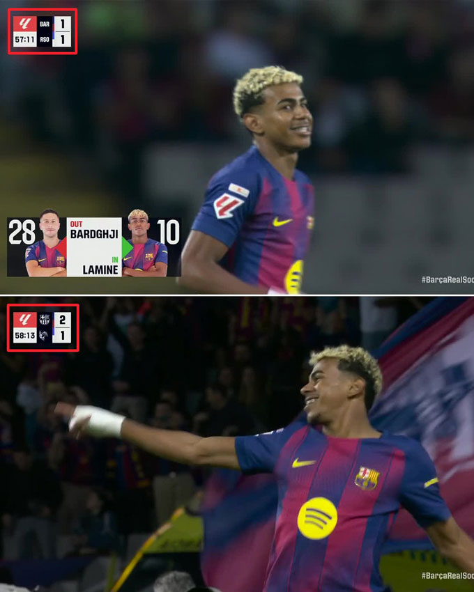 Yamal có pha kiến tạo chỉ 1 phút sau khi vào sân