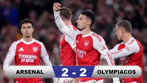  Kết quả Arsenal 2-0 Olympiacos: Hàng công tỏa sáng