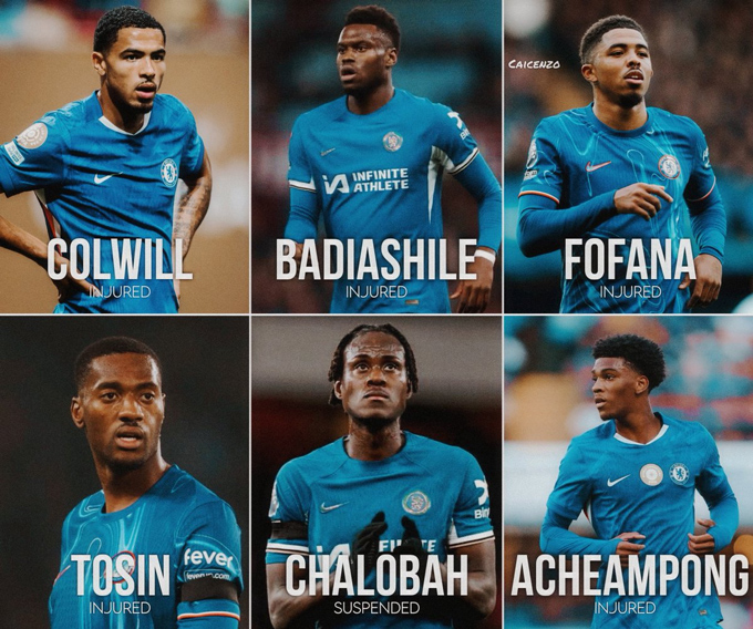 Chelsea mất một loạt trung vệ vì chấn thương và thẻ phạt