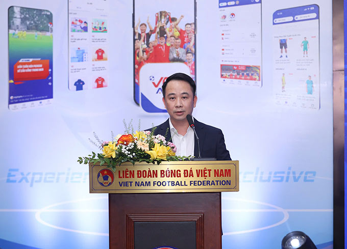 Phó Chủ tịch VFF - Nguyễn Trung Kiên phát biểu tại buổi lễ - Ảnh: Đức Cường