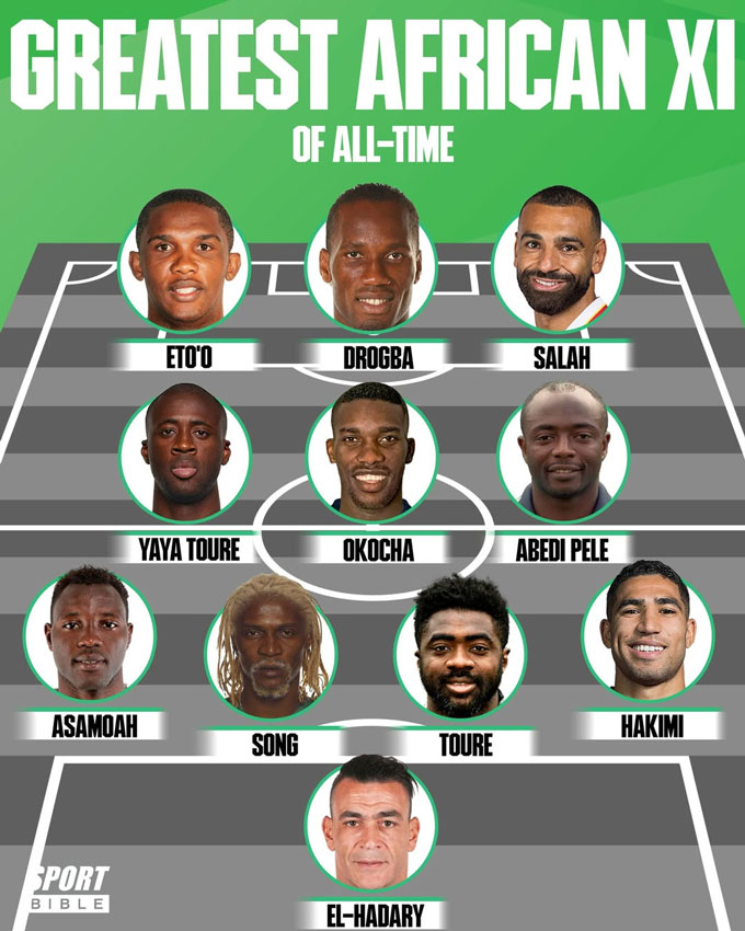 Đội hình châu Phi xuất sắc nhất lịch sử theo Sportbible