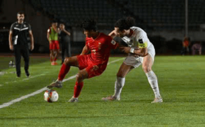 Myanmar dù rất nỗ lực vẫn không thể tránh khỏi thất bại trước Syria. - Ảnh: AFC