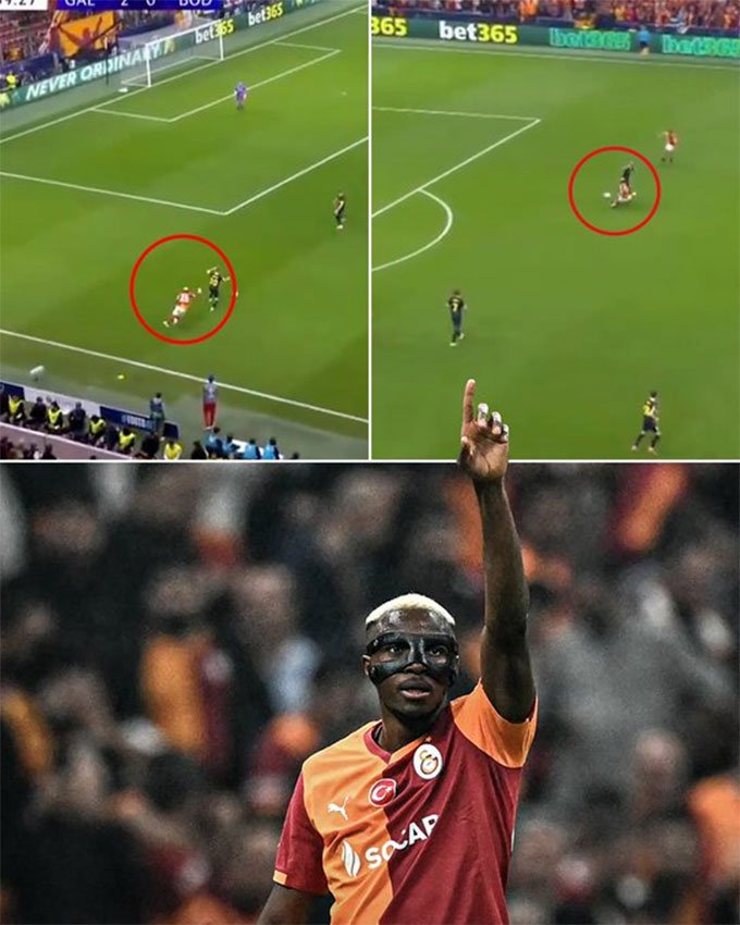 Osimhen truy đuổi 4 cầu thủ đối phương để mở ra cơ hội cho đồng đội