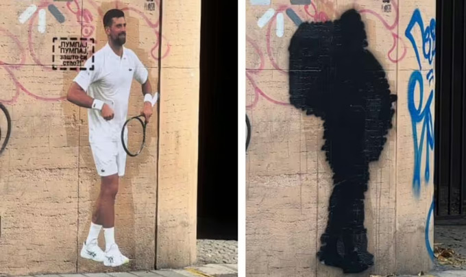 Bức tranh tường vẽ Djokovic bị phá hoại