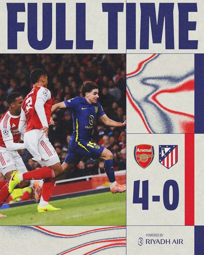 Atletico của Simeone vừa thua thảm Arsenal 0-4