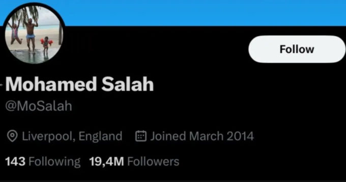 Giao diện mạng xã hội X của Salah đã được thay mới