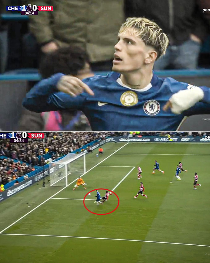 Garnacho ghi bàn đầu tiên cho Chelsea và ăn mừng theo kiểu Ronaldo