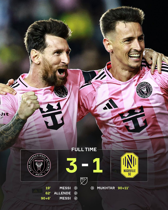 Messi lập cú đúp bàn thắng giúp Inter Miami thắng 3-1