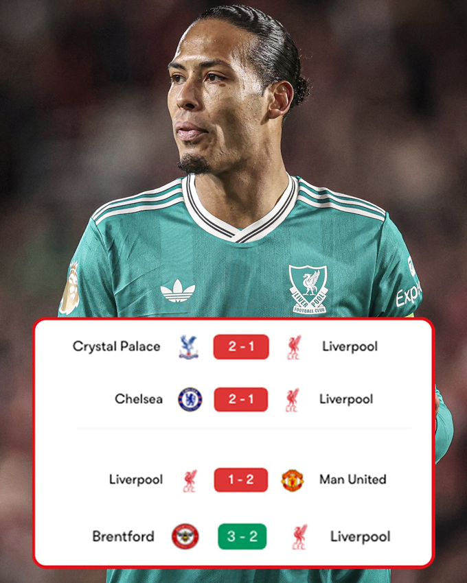 Liverpool thì thua 4 trận liên tiếp tại Ngoại hạng Anh