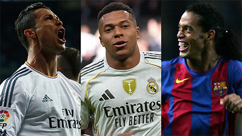  Mbappe 'ngồi chung mâm' Ronaldo và Ronaldinho ở El Clasico