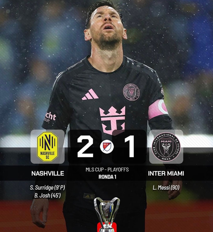 Inter Miami nhận trận thua 1-2 trên sân đối thủ