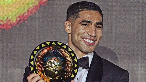  Achraf Hakimi giành Quả Bóng Vàng châu Phi cho Morocco sau 27 năm chờ đợi