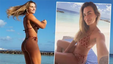  Nữ hoàng tennis Aryna Sabalenka 'tra tấn' fan bằng bikini nhỏ xíu