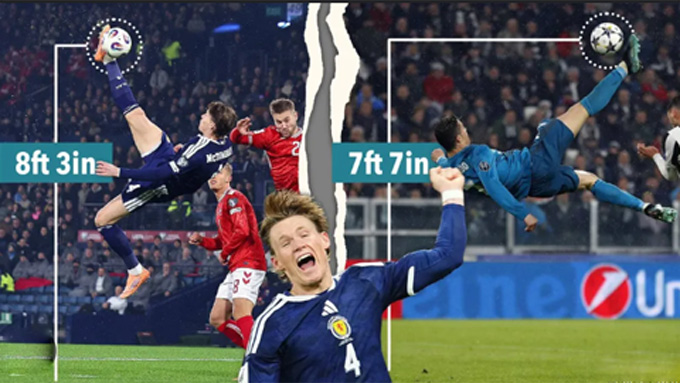 McTominay bật cao hơn Ronaldo ở siêu phẩm bàn thắng trước Đan Mạch?