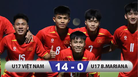  Kết quả U17 Việt Nam 14-0 U17 Quần đảo Bắc Mariana: Chiến thắng đậm nhất năm