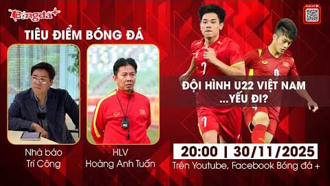  Tiêu điểm bóng đá 30/11: Đội hình U22 Việt Nam… yếu đi