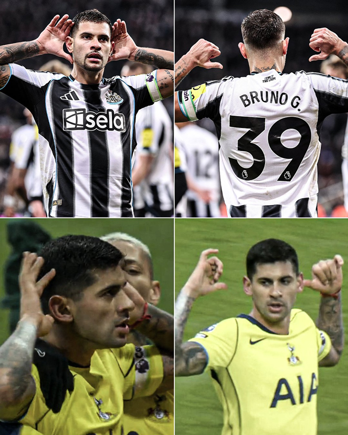 Romero ăn mừng trêu ngươi Bruno Guimaraes