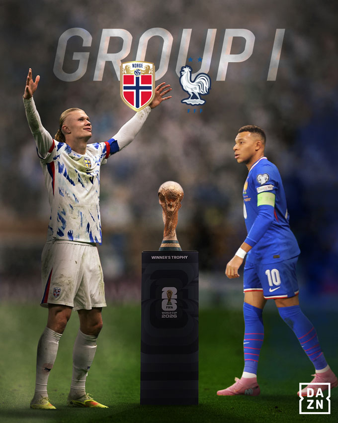 Haaland và Mbappe sẽ đối đầu nhau tại bảng I World Cup 2026