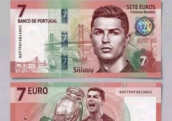 Tờ tiền in hình Ronaldo lan truyền trên mạng xã hội