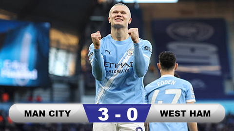  Kết quả Man City 3-0 West Ham: Chiến thắng dễ dàng