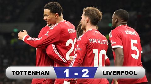  Kết quả Tottenham 1-2 Liverpool: 3 điểm nhờ mưa thẻ