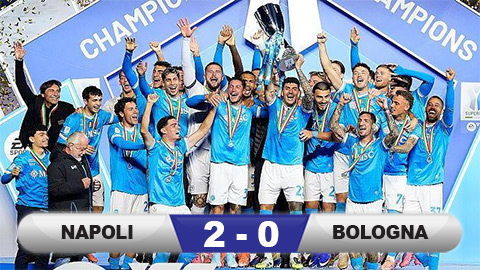  Kết quả Napoli 2-0 Bologna: Conte giành danh hiệu thứ hai cùng Napoli