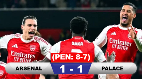  Kết quả Arsenal 1-1 Palace (pen: 8-7): Pháo thủ vào bán kết