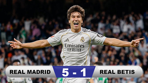  Kết quả Real Madrid 5-1 Real Betis: Siêu nhân Gonzalo Garcia