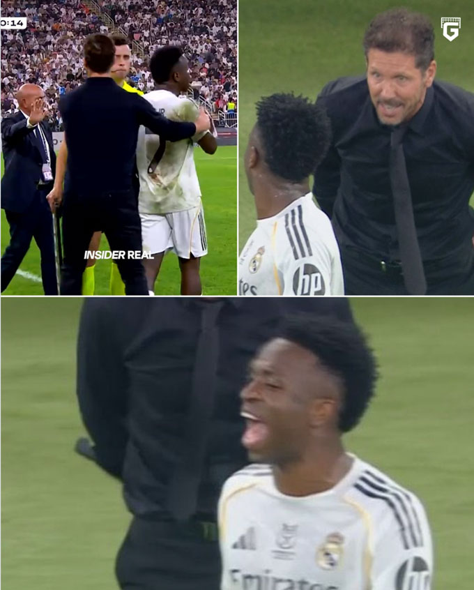 Vinicius và HLV Simeone liên tục lời qua tiếng lại