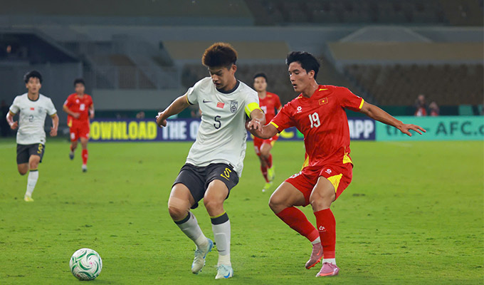 Ngọc Mỹ thường xuyên đá chính ở U23 Việt Nam tại U23 châu Á 2026 - Ảnh: Diệp Nam 