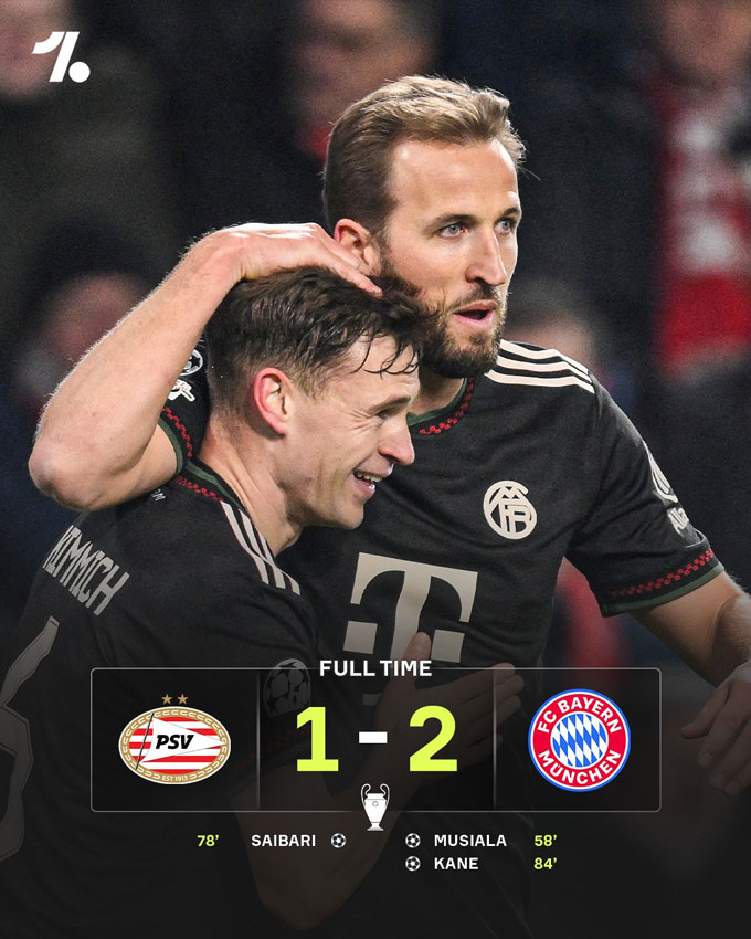 Kane ghi bàn quyết định mang về chiến thắng cho Bayern