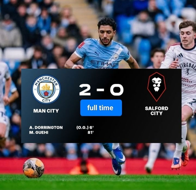Man City dễ dàng đánh bại Salford để giành vé vào vòng 5 FA Cup