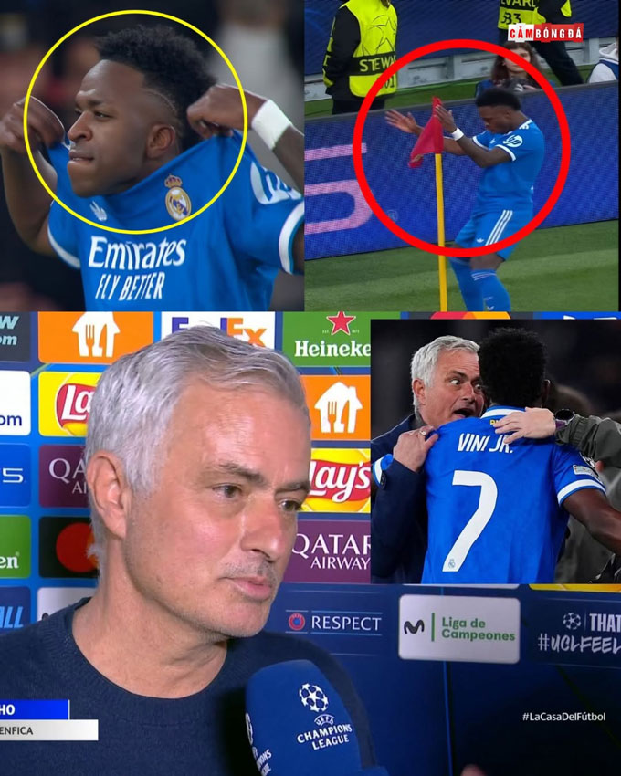 Mourinho cho rằng hành vi ăn mừng quá khích của Vinicius là nguyên nhân gây ra sự việc