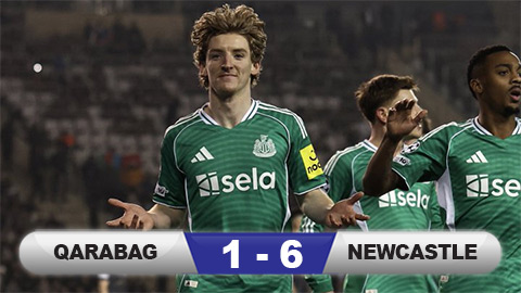  Kết quả Qarabag 1-6 Newcastle: Đêm thăng hoa của Gordon