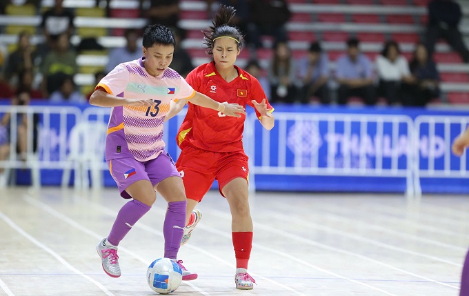 Hình ảnh ĐT futsal nữ Việt Nam gặp Philippines tại SEA Games 33 - Ảnh: Đức Cường 